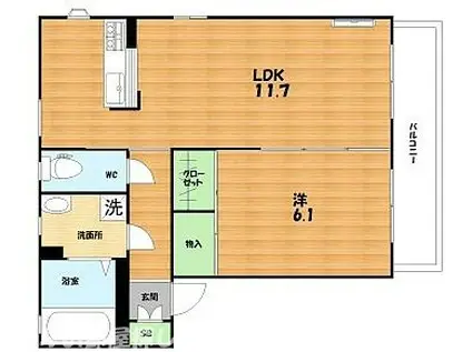 シャーメゾン天の川(1LDK/1階)の間取り写真