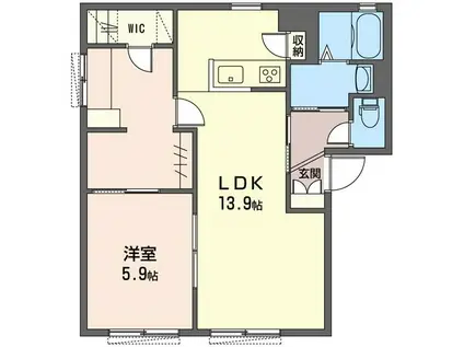 リノベ済イル・デ・パンB(2LDK/2階)の間取り写真