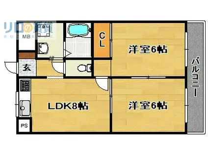 シエルスラン(2LDK/6階)の間取り写真