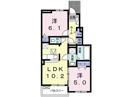 サニープレイス(2LDK/1階)の間取り写真