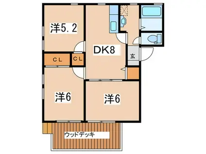 メゾン・ド・ポワール(3DK/1階)の間取り写真