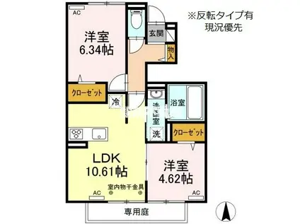 PADRE・RIZ・BLANC(2LDK/1階)の間取り写真