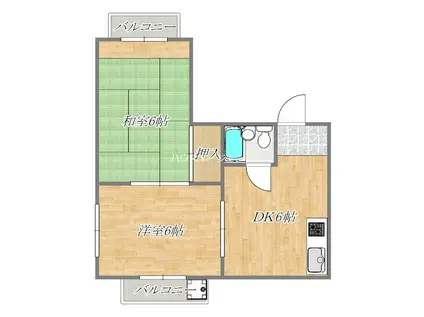 クレッシェンドユザワ(2DK/2階)の間取り写真