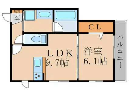 メルベ-ユメゾン(1LDK/1階)の間取り写真