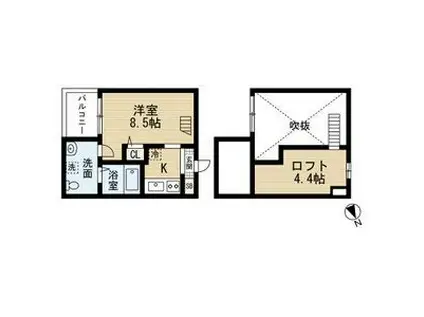 ブルーアゲート(ワンルーム/1階)の間取り写真