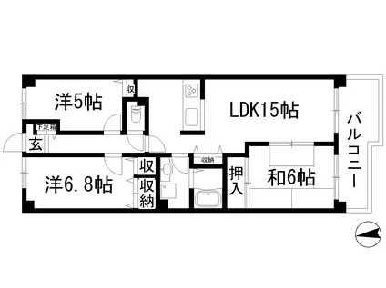 ラ・ビスタ宝塚エスティオⅡ番館(3LDK/11階)の間取り写真