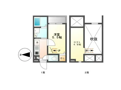 イルクオーレ高道町(1K/1階)の間取り写真