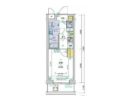 GENOVIA渋谷本町GREEN VEIL(1K/4階)の間取り写真