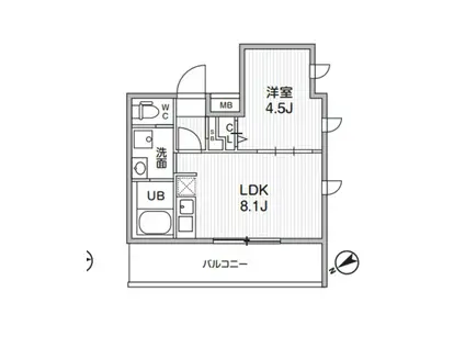 ALIVIS本八幡(1LDK/5階)の間取り写真