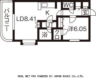 BRUN POMMIER(1LDK/1階)の間取り写真