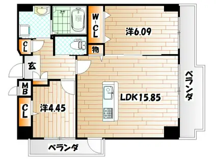 ピュアライフ金田ビル(2LDK/4階)の間取り写真