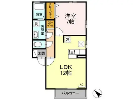 ミルキーウェイ(1LDK/1階)の間取り写真