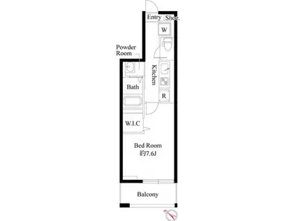 ウィステリア橋本(1K/2階)の間取り写真