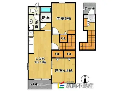 メゾンマーベラスA(2LDK/2階)の間取り写真