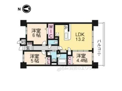 クリスタ京都(3LDK/6階)の間取り写真