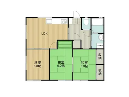 宝町荘(3LDK/1階)の間取り写真