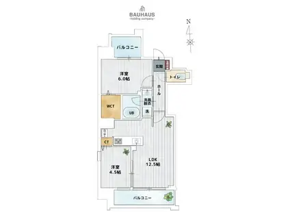  BAUHAUS鶴見公園(2LDK/7階)の間取り写真