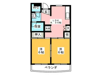 メゾン南平台(2DK/1階)の間取り写真