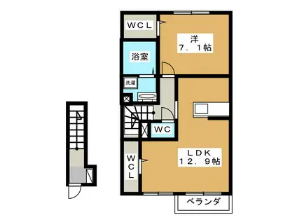 GRACIAS A棟(1LDK/2階)の間取り写真