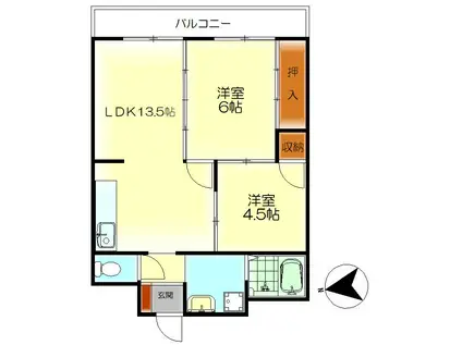 ハイツ広白石(2LDK/3階)の間取り写真