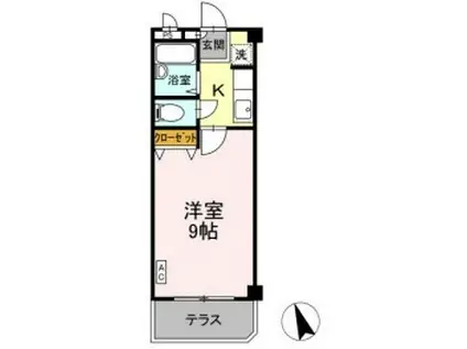 ニューエクセル三宅 F(1K/2階)の間取り写真