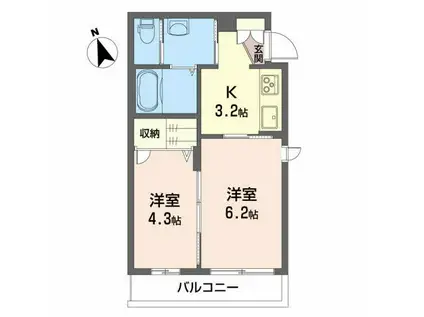 チェブロ加賀野(2K/1階)の間取り写真