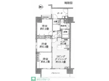 クリオ浦和常盤(3LDK/6階)の間取り写真