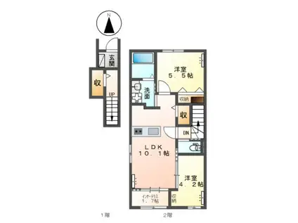 ベル・ボヌール(2LDK/2階)の間取り写真