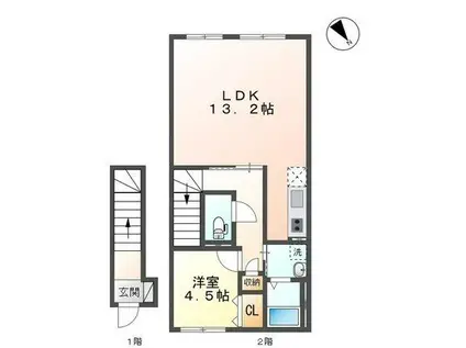 グランコート・デネブ(1LDK/2階)の間取り写真