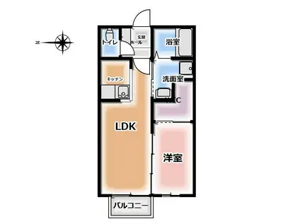 アルカディ大手町IV(1LDK/2階)の間取り写真