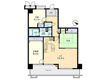 アパガーデンコート堀川(3LDK/8階)の間取り写真