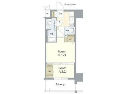 エスリード栄エステージ(2K/14階)の間取り写真