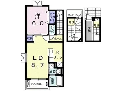 マーヴェラス末広(1LDK/3階)の間取り写真