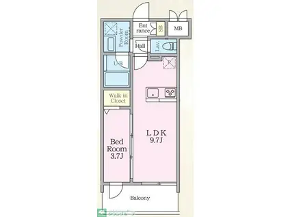LUXENAPAWS南行徳(1LDK/7階)の間取り写真