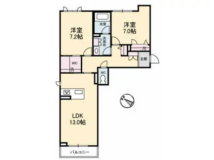 ファミール船越南(2LDK/3階)の間取り写真
