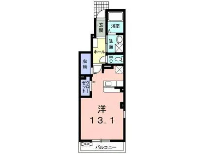 サンライトヒルズI(ワンルーム/1階)の間取り写真
