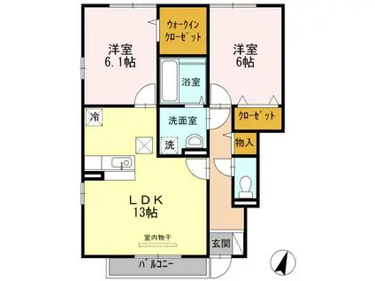 アダージョ II(2LDK/1階)の間取り写真