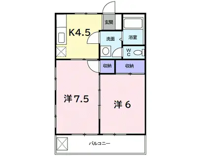 エクセル上水 エクセルジョウスイ(2K/1階)の間取り写真