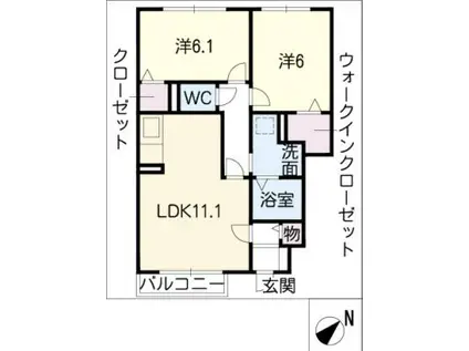 カーサ・デ・ルッツ(2LDK/1階)の間取り写真