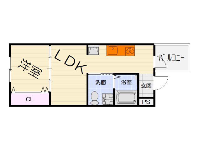エルメゾン堺ISHIZU(1LDK/1階)の間取り写真