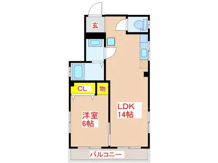 福島ビル(1LDK/3階)の間取り写真