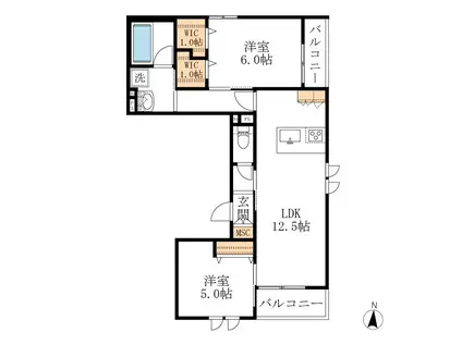 RESIDENCE桜(2LDK/3階)の間取り写真
