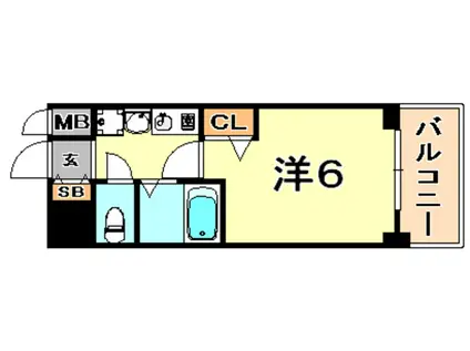 エステムコート神戸元町通(1K/6階)の間取り写真