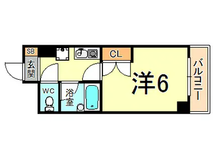 フロール須磨(1K/6階)の間取り写真
