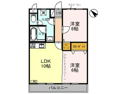 ヴィラ・デ・グラン(2LDK/3階)の間取り写真
