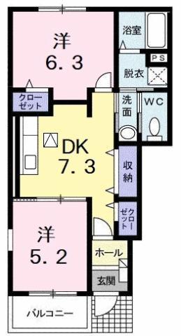 サンライズ貴園A(2DK/1階)の間取り写真