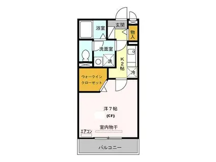 ユートリV(1K/1階)の間取り写真