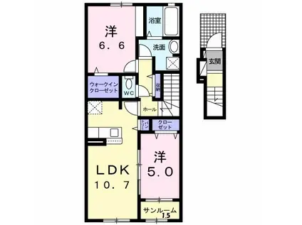 グレース コート FII C(2LDK/2階)の間取り写真