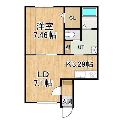ABODE足寄(1LDK/1階)の間取り写真