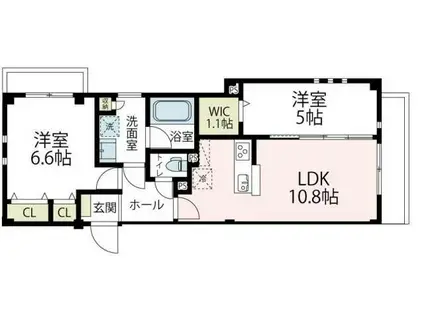 ヴァローレ I(2LDK/2階)の間取り写真